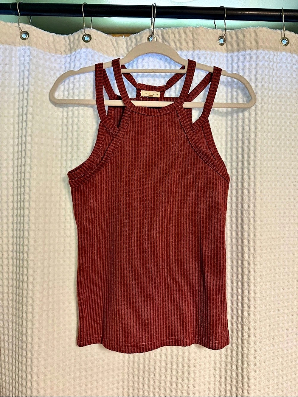 Gilded Intent Ribbed Double Strap Tank Top Brown Medium Like New
